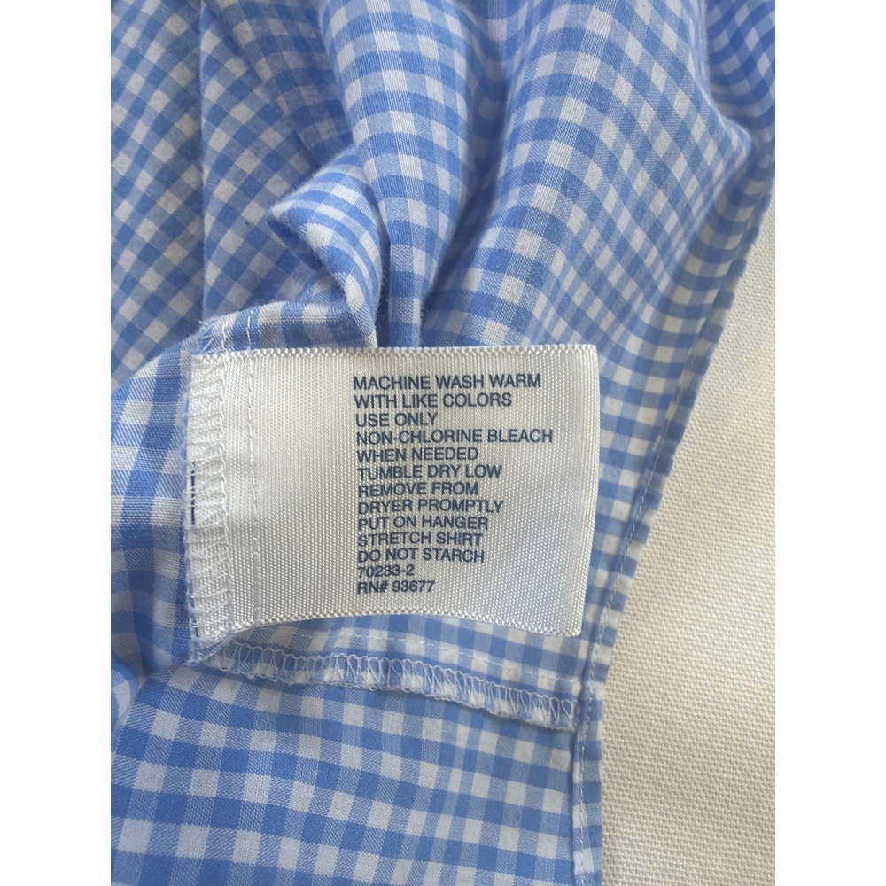 Stafford Mens Blue Gingham Travel Performance Super Shirt 18 36-37 Regular Fit - Picture 6 of 8